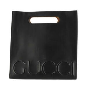 GUCCI logo leather tote bag black